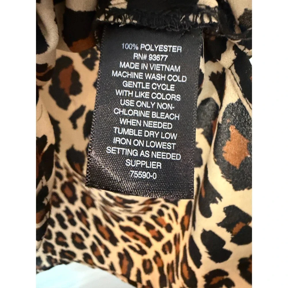 Worthington Leopard Print Sleeveless Blouse V-Neck Animal Print Top Brown Tan M